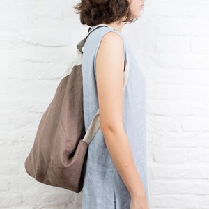 Linen bag, canvas backpack, boho bag, canvas tote bag, grocery bag image 4