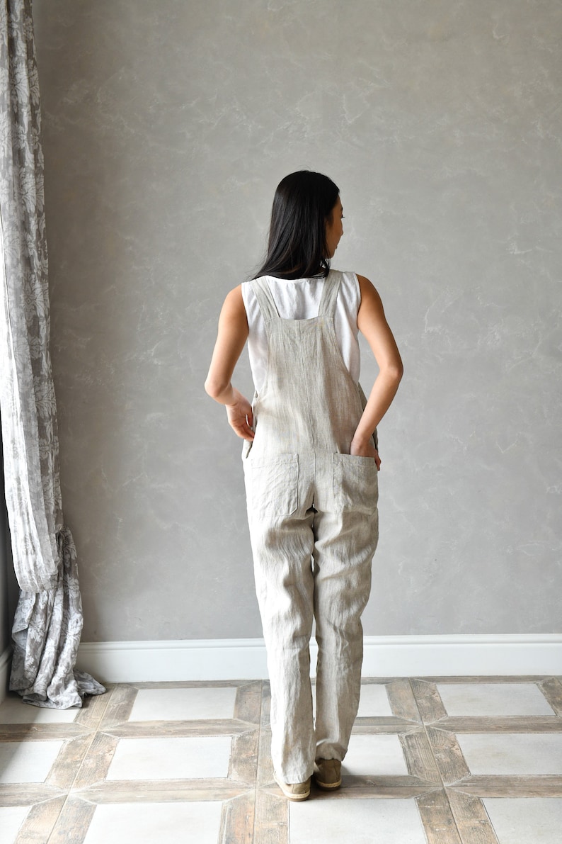 Linen Overalls Women Linen Dungarees Harem Linen Jumpsuit Etsy