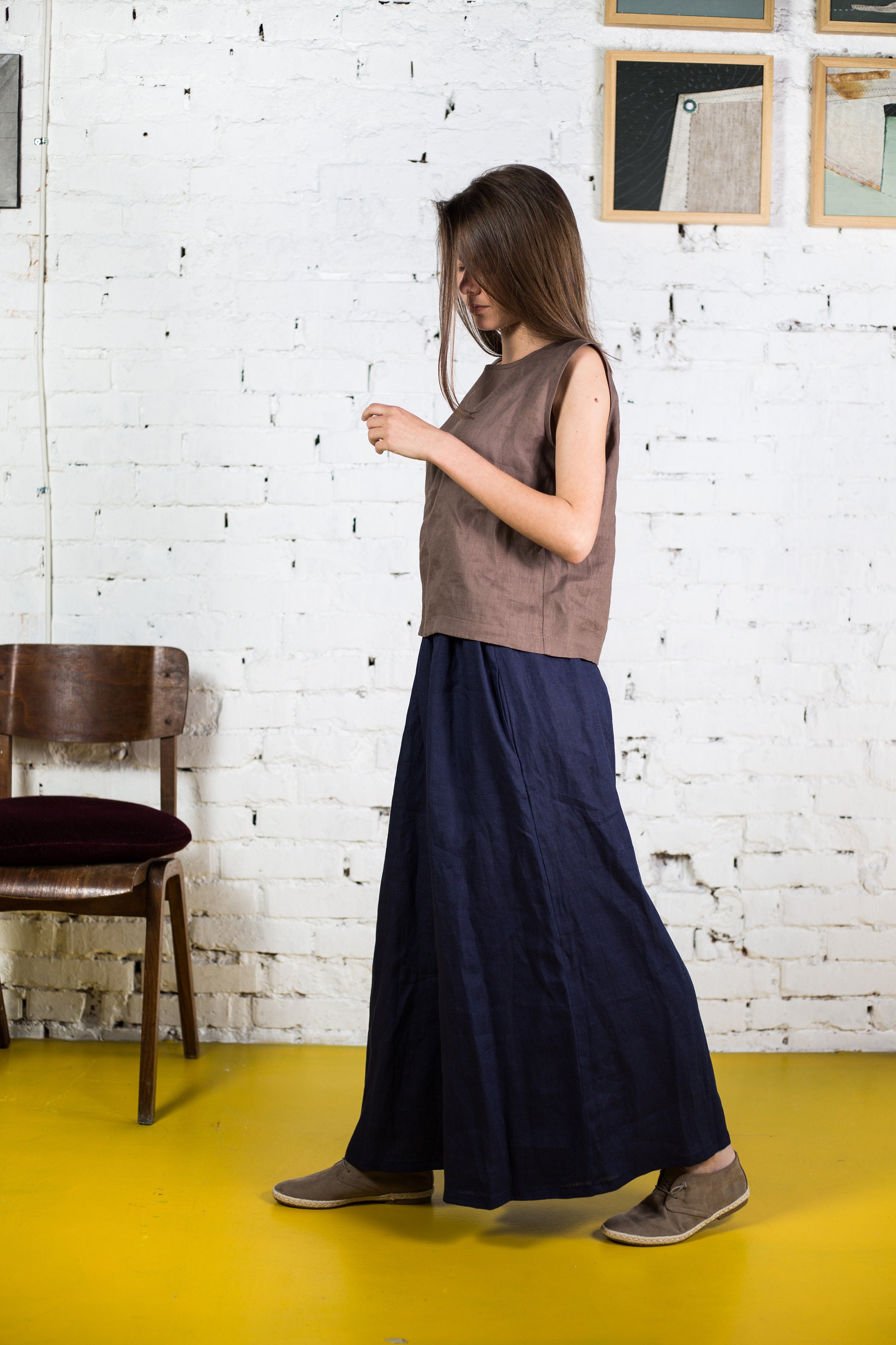 Wide Leg Linen Pants Plus Size Clothing ELISE / Linen Palazzo Etsy UK