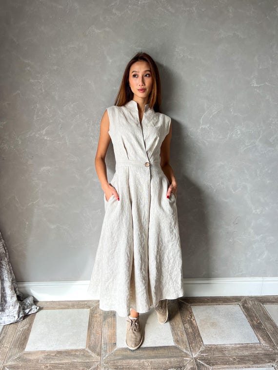 knee length dresses for ladies La Lune High Neck Maxi Dress | Cream | Dresses