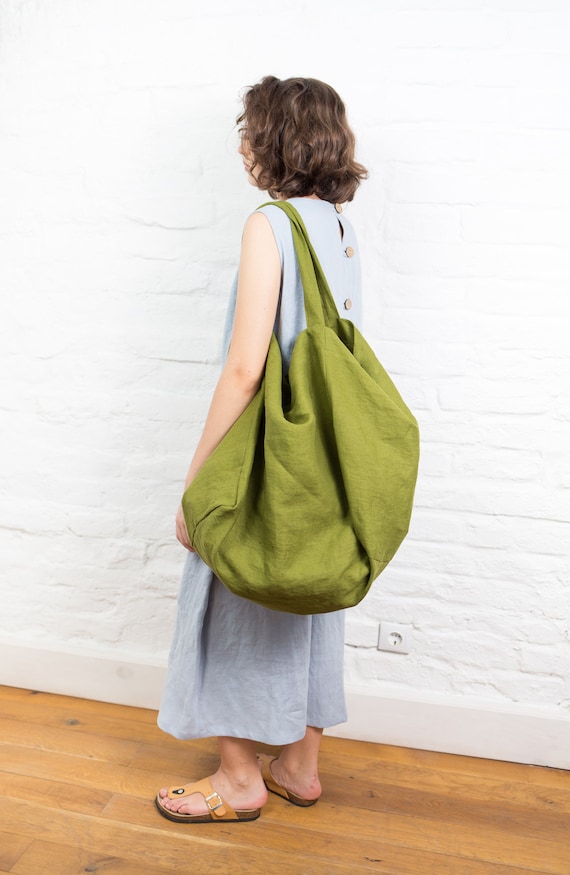 Linen tote bag sac cabas tote bag canvas boho bag shoulder bag LT0005