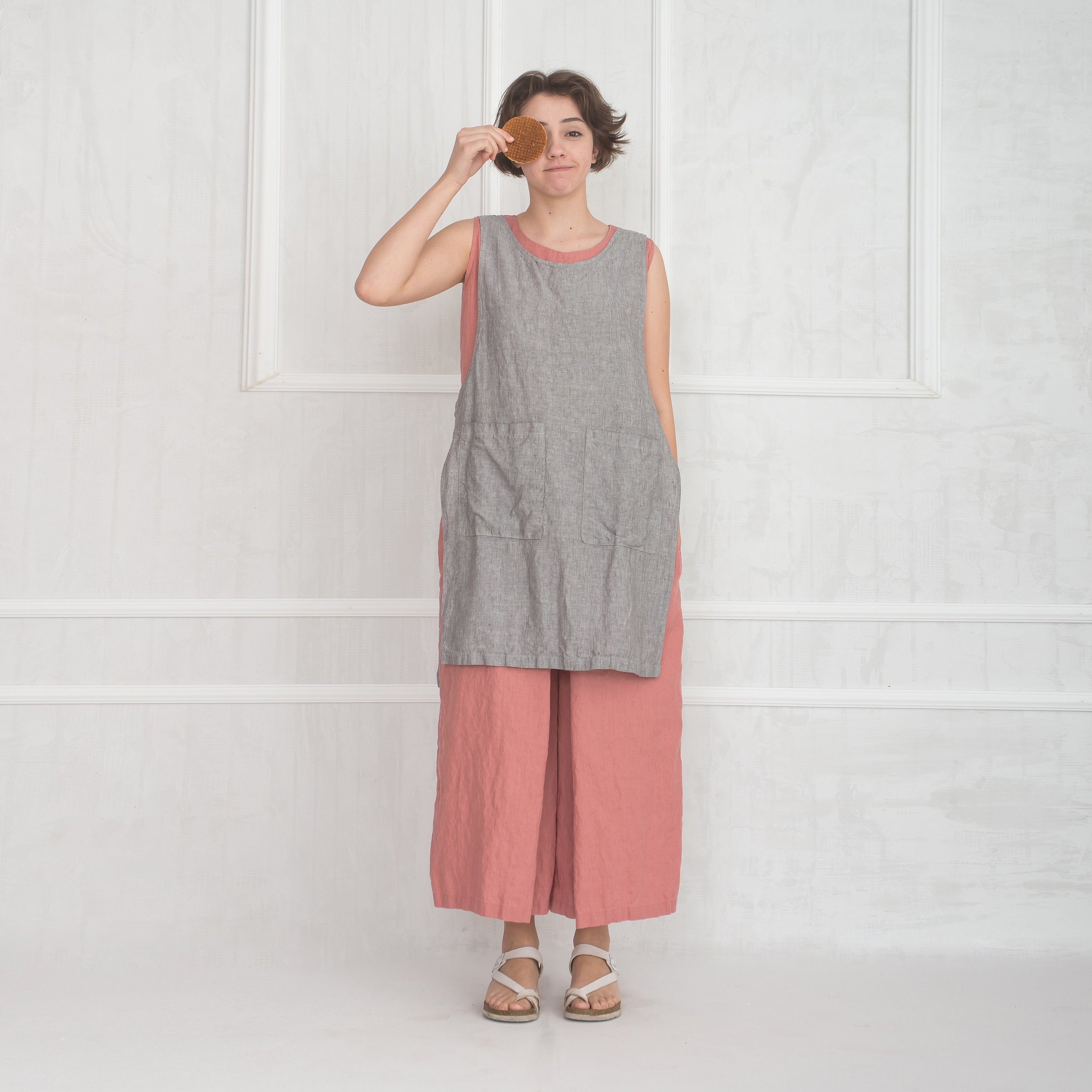 Tablier en Lin/Robe Pinafore Tablier Japonais