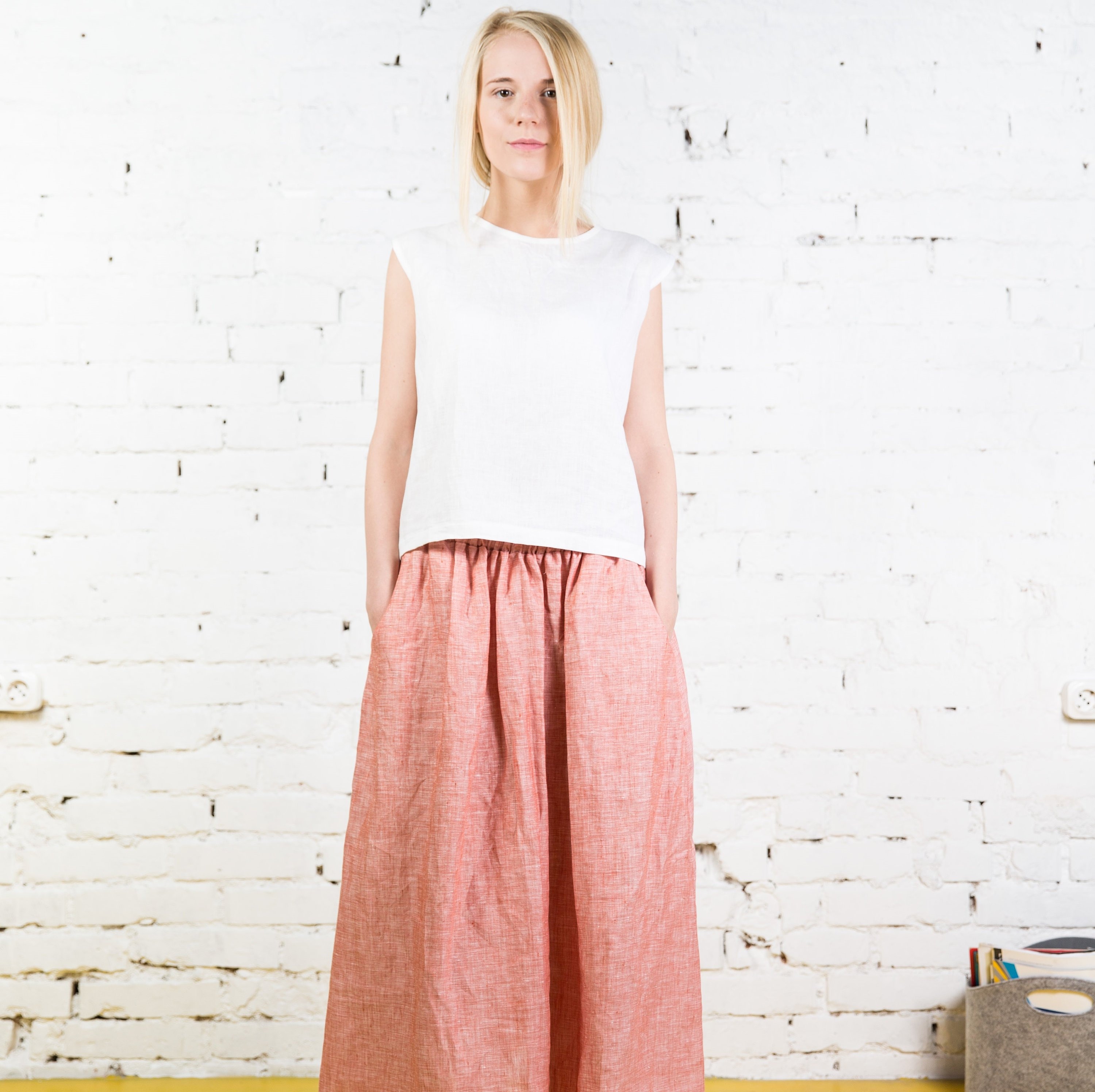 White Crop Top Linen Tee LISA / White Linen Top Boho Linen Etsy