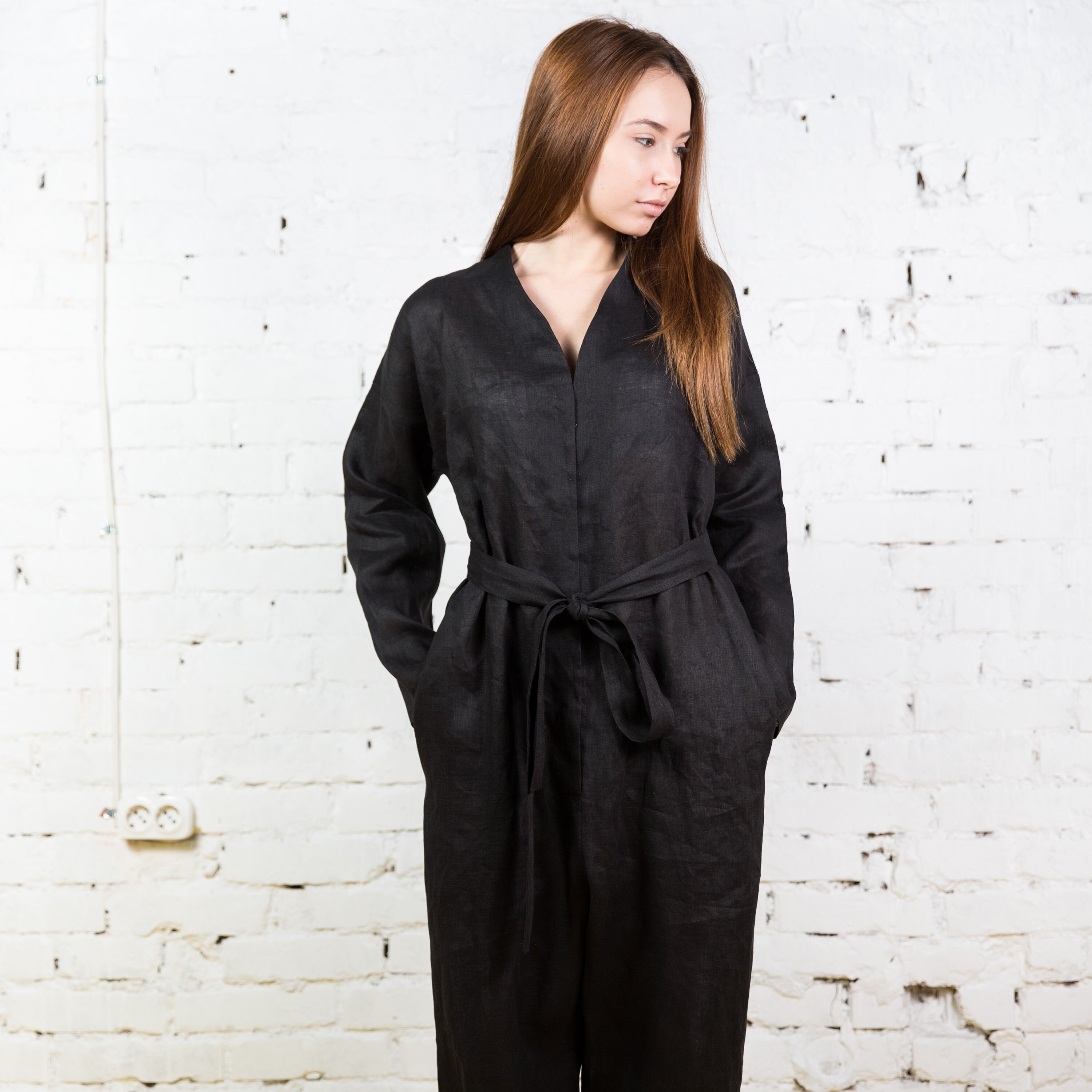 black linen jumpsuit