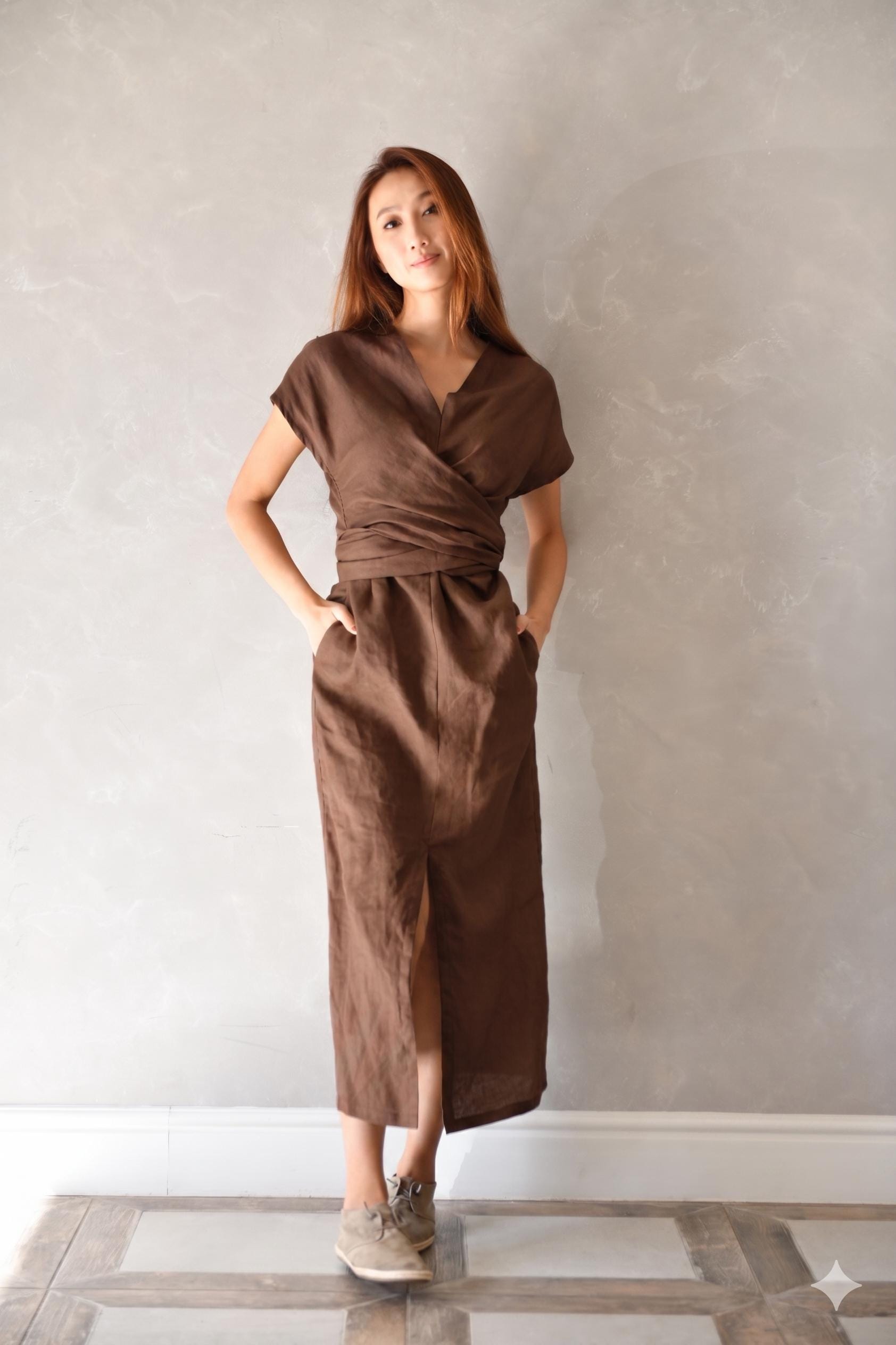 sachin and babi light blue dress Brown Turtleneck Dress