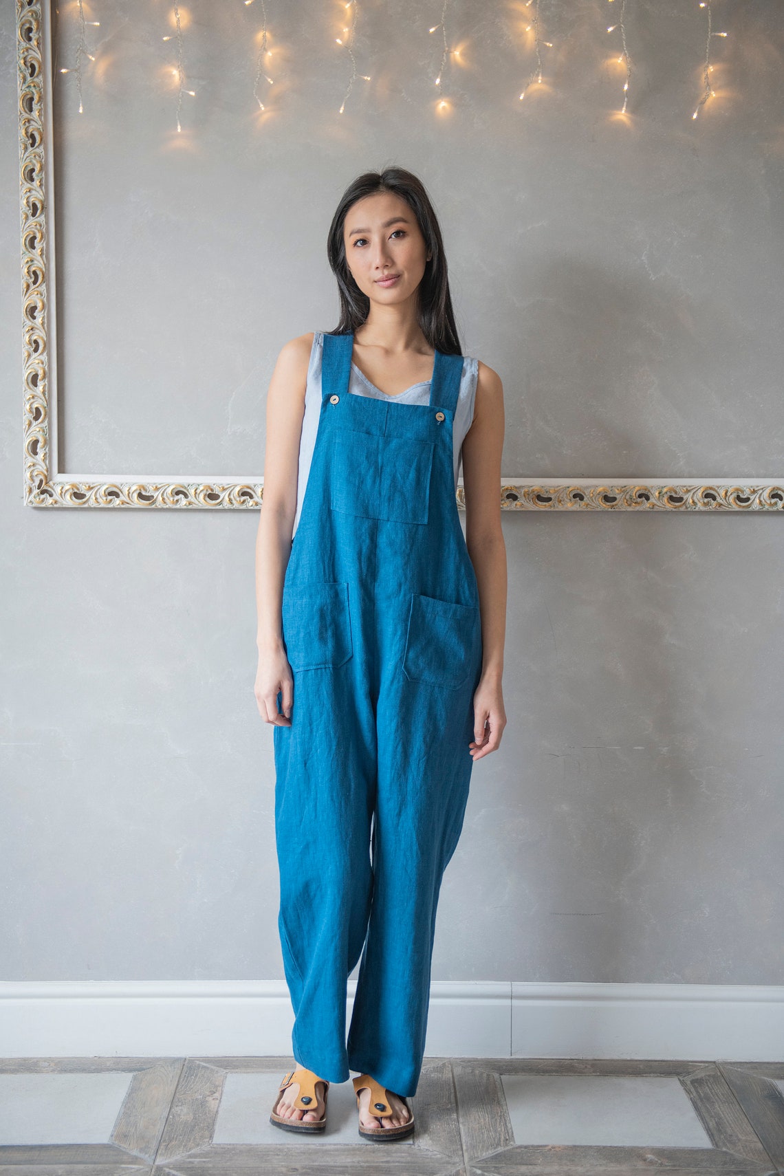 Linen Jumpsuit Dungaree Linen Harem Jumpsuit Linen Overalls Etsy