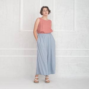 Linen Culottes ELISE / Linen wide leg pants / Linen palazzo pants / High waist pants