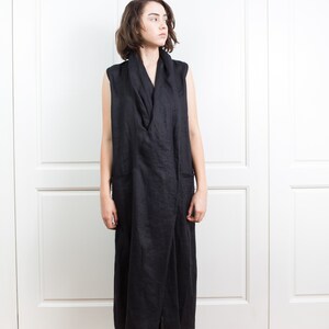 Long Linen Sleeveless Dress BELLE / Linen clothing / Linen summer dress / Linen kimono image 2