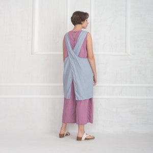 Linen apron dress / Linen cross back apron / Aprons with pockets image 5