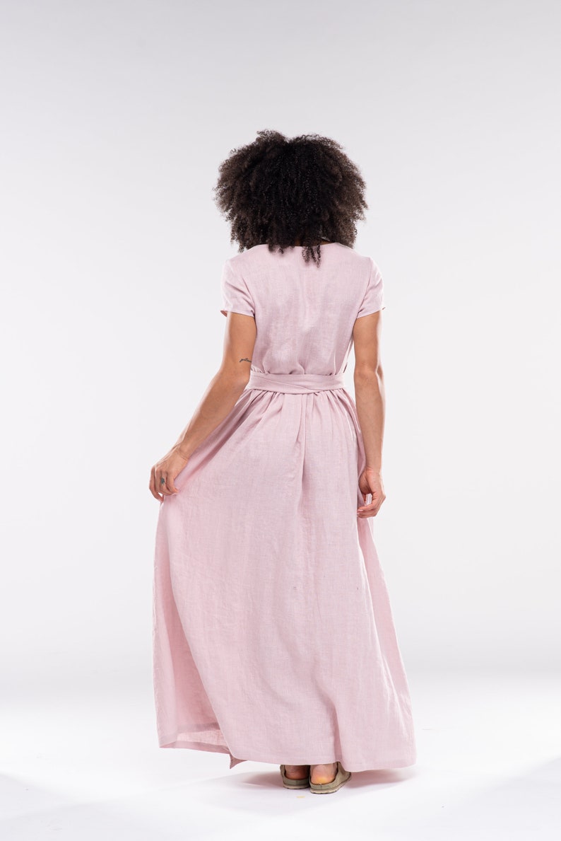 Long Linen Wrap Dress DARA Summer Dresses for Women Linen Maxi Dress