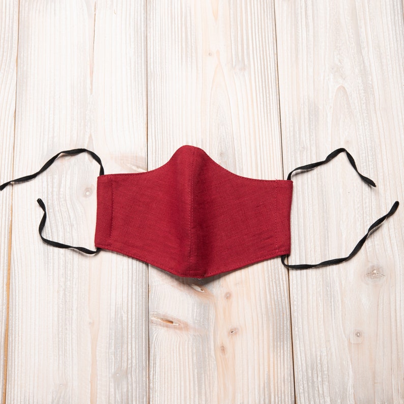 BURGUNDY RED Linen Face Mask Washable Mask Designer Face Etsy