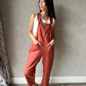 Linen Jumpsuit Women, Linen Dungarees Women, Plus Size Linen Jumpsuit, Harem Linen Overalls JUNE, Womens Jumpsuit image 2