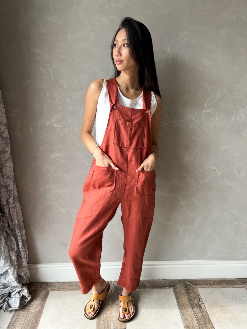 Linen Jumpsuit Women, Linen Dungarees Women, Plus Size Linen Jumpsuit, Harem Linen Overalls JUNE, Womens Jumpsuit image 2