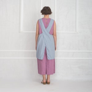 Linen apron dress / Linen cross back apron / Aprons with pockets image 3