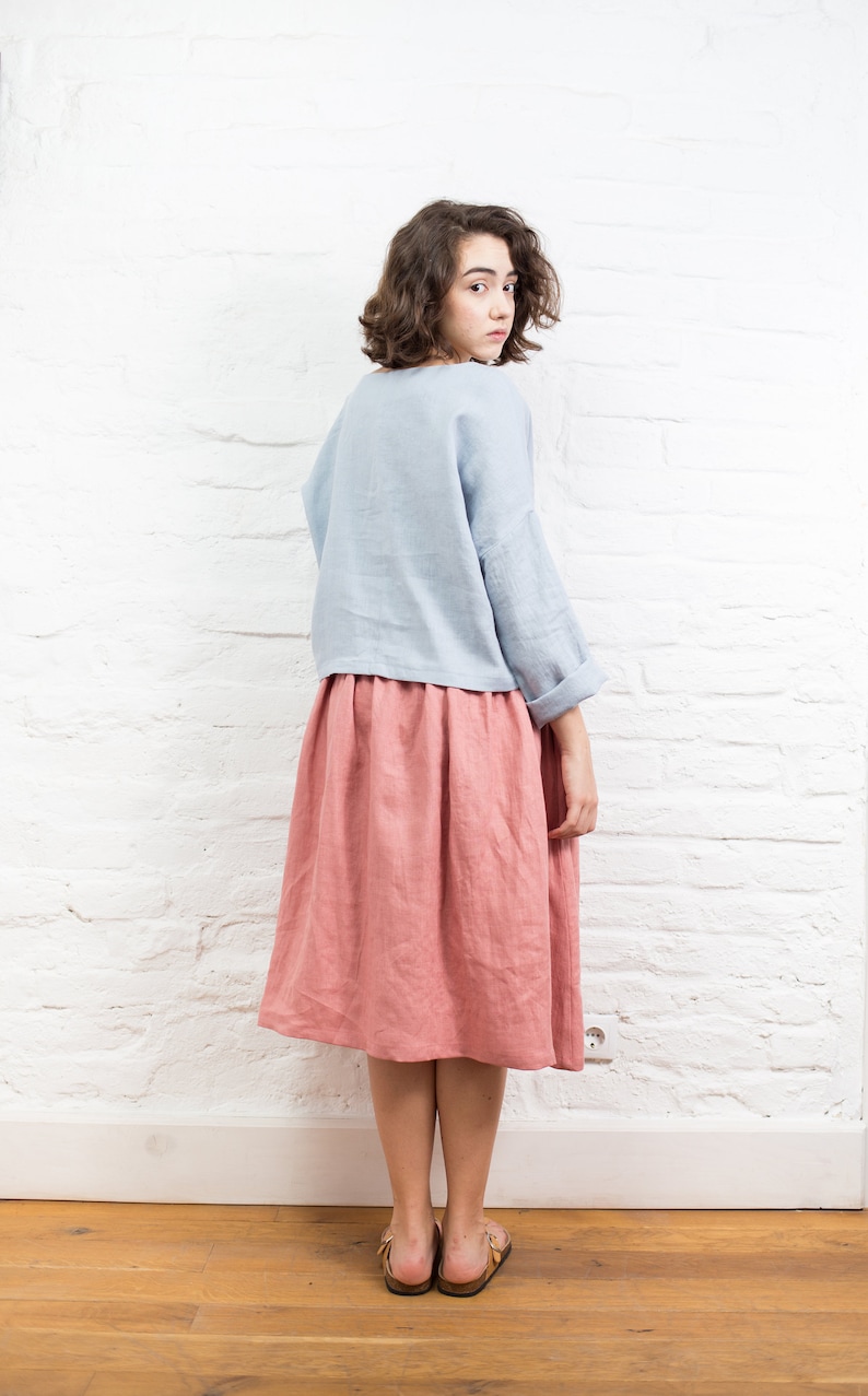 Linen Skirt With Pockets AURORA. Ruffled Skirt Long Linen Etsy
