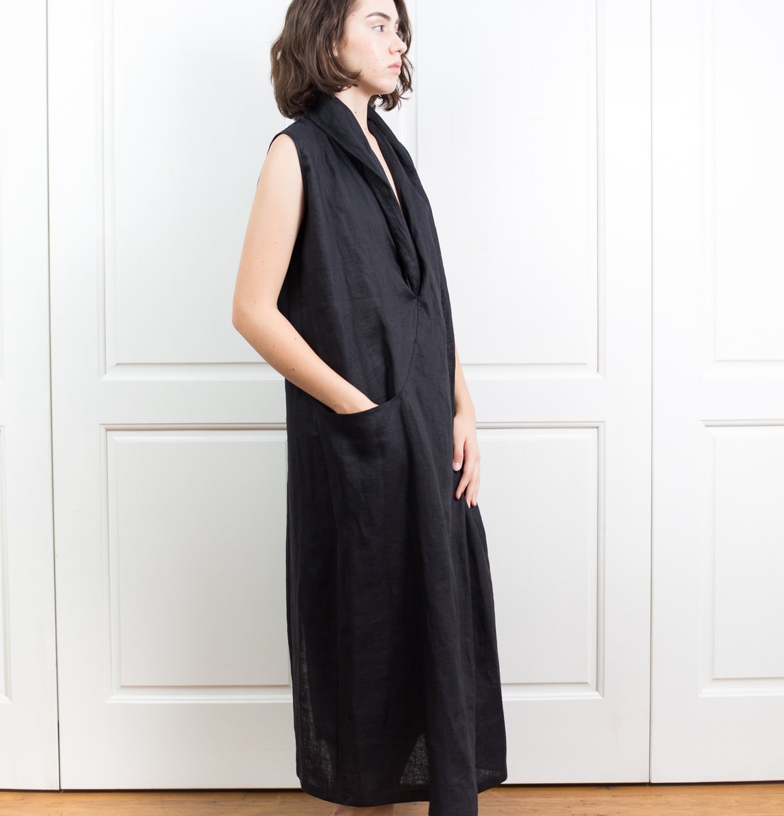 Long Linen Sleeveless Dress BELLE / Linen Clothing / Linen - Etsy