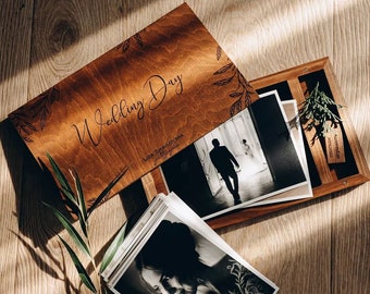 Wooden USB flash box, Engraved flash drive, Wedding usb photo box, Custom usb stick, Personalized usb flash drive box, Photo Memory Box 6x8