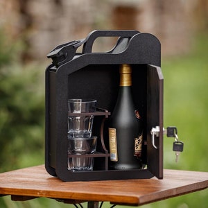 Jerry Can Mini Bar, Portable bar, Jerry can bar, Barrel bar, Mini bar for Vodka, Whiskey Set of 2 Glasses Ukrainian Strategic Stock