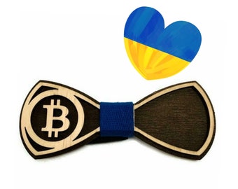 Wooden bowtie, Wooden bow tie, Сrypto enthusiast gift, Wood Bow Tie, gift, Bitcoin bow tie, Crypto  Business wooden bowtie, Help Ukraine