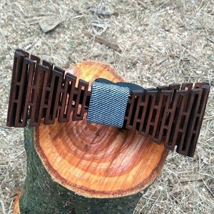 Ukrainian Wooden 3D Bow Tie Flexion Unique Design Gift For Men - Wedding Wood Bowtie, Wooden Bowtie, Quality Mens Bow Tie from Ukraine