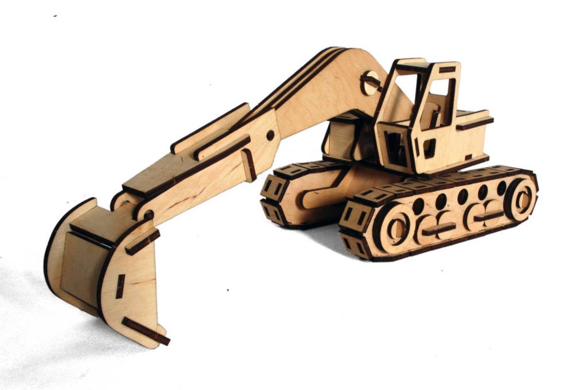 3D Wooden Laser Cut Construction Kit Excavator Power Shovel Car Truck