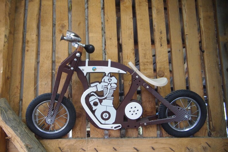 Wooden Balance Bike 12 Harley Wood Push Kid Happy Image 0