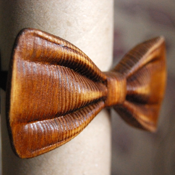 Wooden 3D Bow Tie Brown Style Design/ Unique Design/ Gift For Men/ Wedding Wood Bowtie /Mens Wooden Bowtie/ Personalized with Name Engraved