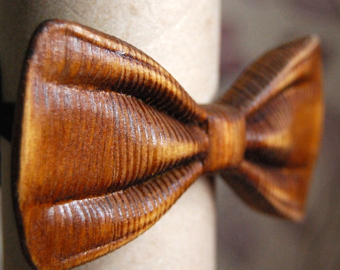 Wooden 3D Bow Tie Brown Style Design/ Unique Design/ Gift For Men/ Wedding Wood Bowtie /Mens Wooden Bowtie/ Personalized with Name Engraved