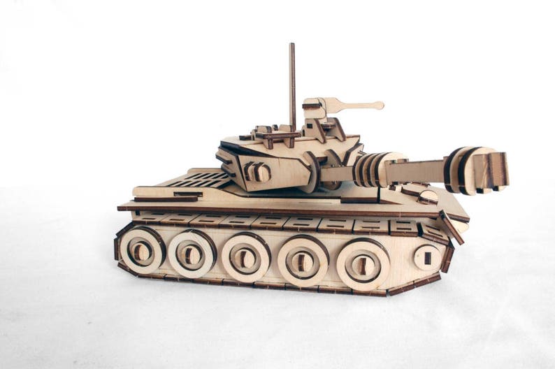 Wooden 3D Tank Woodcraft Construction Kit Wooden Model Etsy