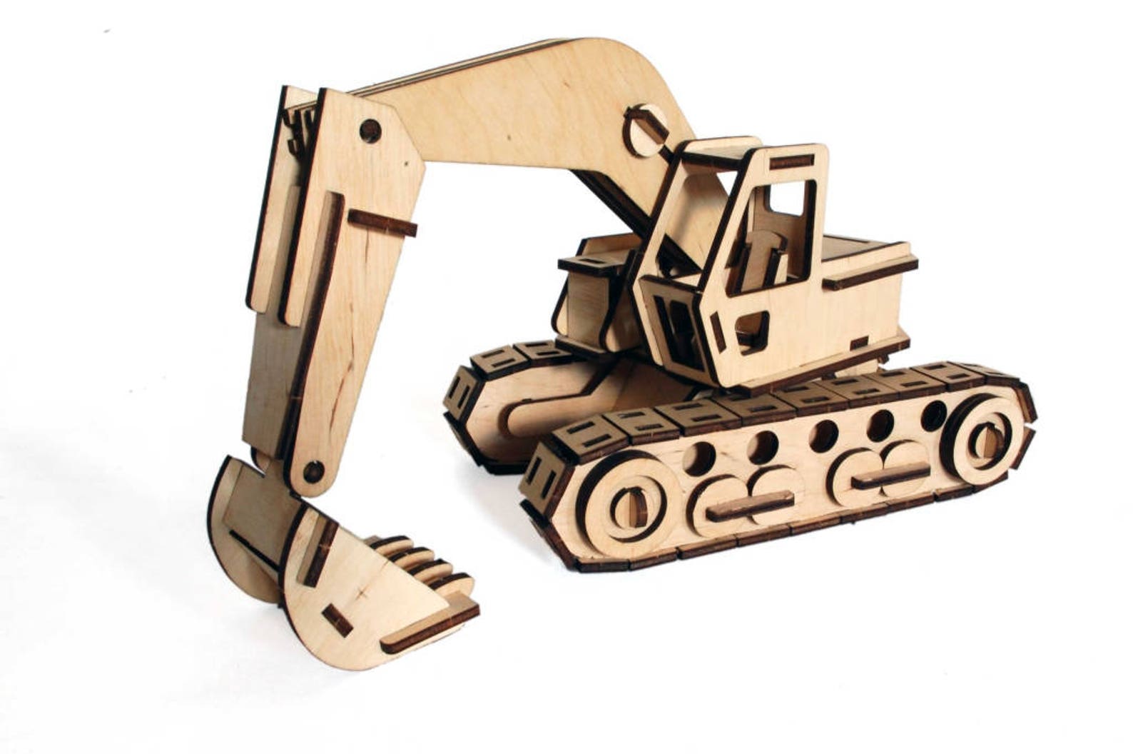 3D Wooden Laser Cut Construction Kit Excavator Power Shovel Etsy Denmark