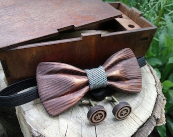 FENGJI 3D Wooded Mens Original Wood Color Bowtie,Adjustable Wedding Party Bow tie FENGJI 3D Wooded Mens Original Wood Color Bowtie,Adjustable Wedding Party Bow tie