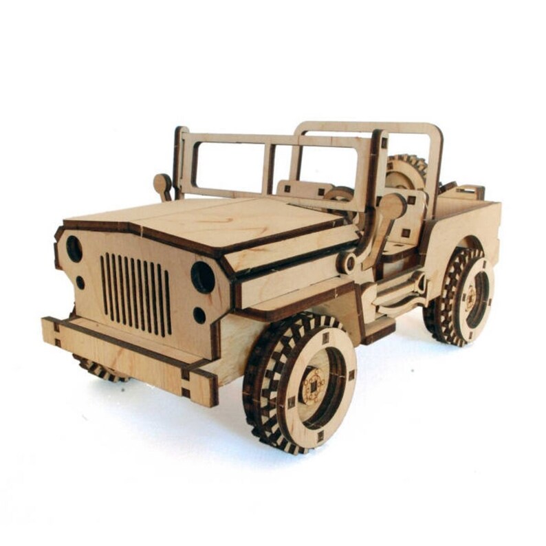 3D Wooden Laser Cut Construction Kit Auto Car Outback Jeep Model Toy