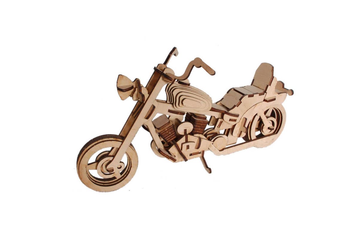 3D Laser Cut Construction Kit Harley Davidson Motorcycle Model From Plywood Wood Puzzle Game