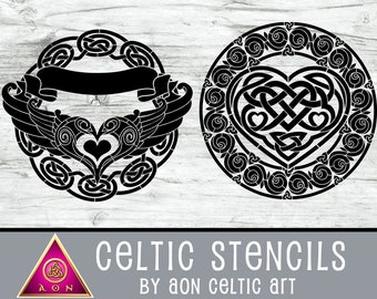 CELTIC STENCILS - Valentines 2 | Irish - Cricut - Silhouette - Knots - Fantasy - svg Cut File - Clipart - Clip Art - Download - Vinyl