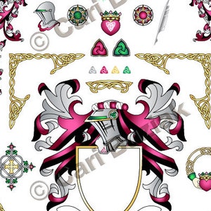 CELTIC Clipart Theme Pack Medieval Heraldry Cranberry INVITATIONS Wedding Love Stationary Knot Irish Camelot Clip Art image 2