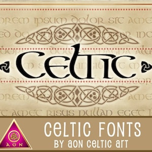 CELTIC FONT Aon Celtic INVITATIONS Opentype Type Uncial Wedding Stationary Knot Irish Lettering Calligraphy Letters image 1