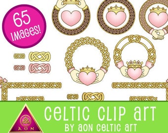 CELTIC Clipart Theme Pack - Claddaghs - Rose & Gold | INVITATIONS - Wedding - Love - Stationary - Hearts - Knot - Irish - Clip Art - Crafts