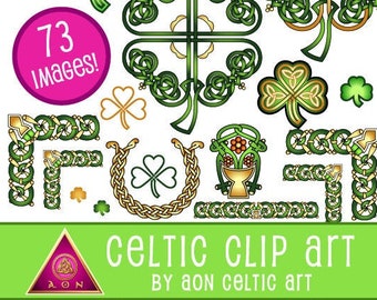 CELTIC Clipart Theme Pack - Lucky in Love - Scarlet & Grn | INVITATIONS - Wedding - Love - Stationary - Hearts - Knot - Irish - Shamrock