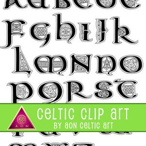 Celtic Clipart Alphabet Lettere Decorate Aon Etsy