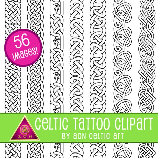 CELTIC TATTOO Clipart - Celtic ARMBAND Designs | Flash - Coloriage - Nœuds - Fantaisie - Irlandais - Clip Art - Télécharger