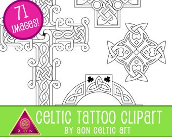 CELTIC TATTOO Clipart - Celtic Crosses, Knotwork & Trinity Knots | Flash - Coloring - Knots - Fantasy - Irish - Clip Art - Download