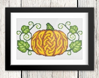 CELTIC Cross-Stitch Pattern - Celtic Pumpkin | Chart - Embroidery - Knots - Xstitch - Clip Art - PDF Download Thanksgiving Gift Halloween