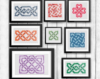 8 CELTIC Cross-Stitch Patterns - Small KNOTS 8pack | Irish - Chart - Embroidery - Knots - Xstitch - Spring-Clip Art - PDF Download - Flowers