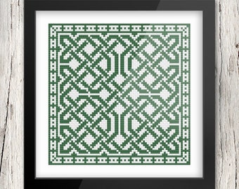 CELTIC Cross-Stitch Pattern - Columbine's Cross - Green | Irish - Chart - Embroidery - Knots - Xstitch - Redwork - Blackwork - PDF - Easter