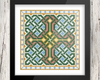 CELTIC Cross-Stitch Pattern - Columbine's Cross | Irish - Chart - Embroidery - Knots - Xstitch - Spring - Clip Art - PDF Download - Easter