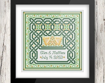Celtic Cross Stitch Pattern: Irish Wedding and St Patricks Day (PDF Download)