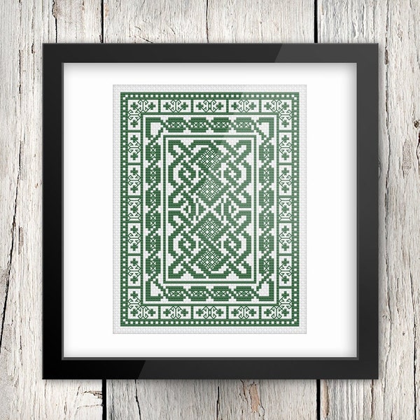 CELTIC Cross-Stitch Pattern - Ireland Forever - Green | Irish - Chart - Embroidery - Knots - Xstitch - Redwork - Blackwork - PDF - Easter