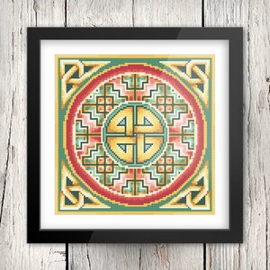 CELTIC Cross-Stitch Pattern- Rosy Celtic Knot, Irish Gift, Embroidery, Celtic Xstitch Pattern, Celtic Cross Stitch Pattern, St Patrick&#39;s Day