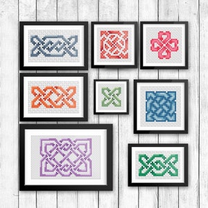 8 CELTIC Cross-Stitch Patterns, Small Knots, Irish Gift, Embroidery, Celtic Xstitch Pattern, Cross Stitch Pattern PDF, St Patrick&#39;s Day Gift