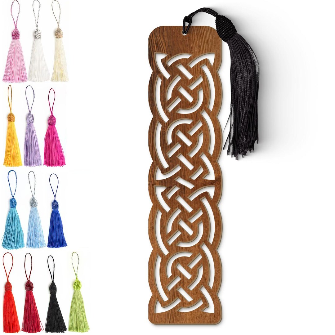 Celtic Ritual Markers Celtic Bookmark | Laser Cut Knotwork - Dark Wood Grain, Silk Tassel, 1 ...